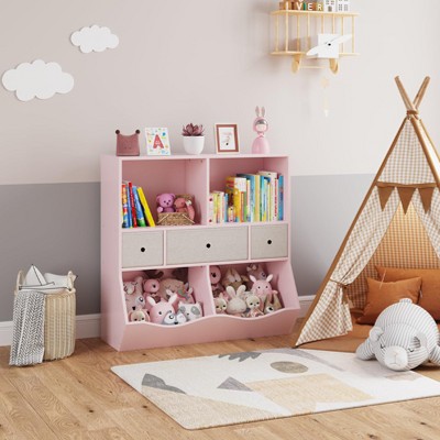 Kids Boys GirlsBookshelf and Bookcase for Toy Storage, Multi Shelf with Cubby Organizer Cabinet and Drawers for Children's Room, School