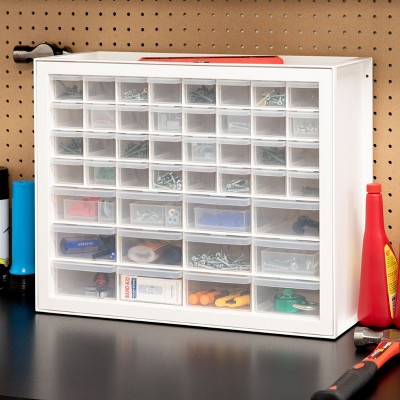 Compact White Stackable 44-Drawer Organizer Cabinet