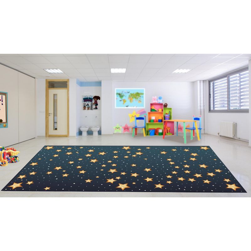 Deerlux 6 ft. Social Distancing Colorful Kids Classroom Seating Area Rug, Starry Sky Design, 4 of 8