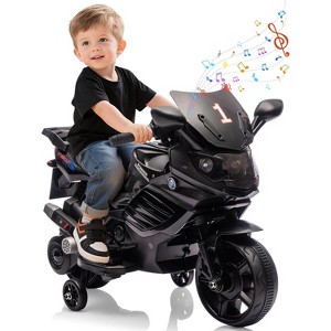 6V Kids Motorcycle, Electric Ride On Car Toy with Training Wheels, Working Headlight, Horn & Music, for Toddler Kids Boys Girls - 1 of 4