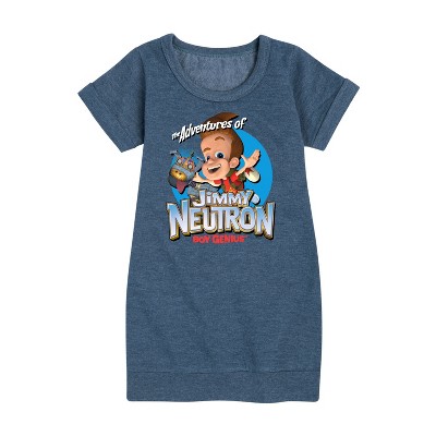 - Jimmy Neutron - Boy Genius Graphic Short Sleeve Fleece Dress