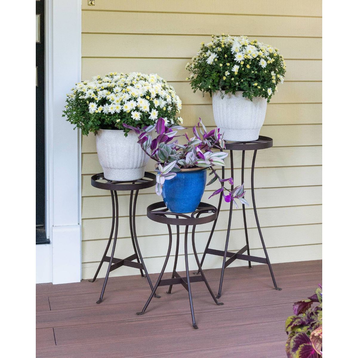 ACHLA Designs Rectangular Roman Bronze Wrought Iron Indoor Planter Stand Black 10.5"x10.5"x15.5" - thumbnail 3