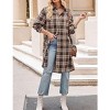 Coolmee Women's Oversized Plaid Flannel Shirts Lapel Long Sleeve Check Mid Long Blouse with Pockets - 2 of 4