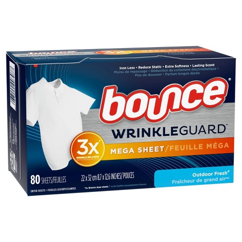 Bounce Wrinkleguard Mega Dryer Sheets Fabric Softener And Wrinkle