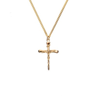 Dicksons Large, Nail Crucifix in Glossy Finish Gold-Plated 24-Inch Pendant Necklace