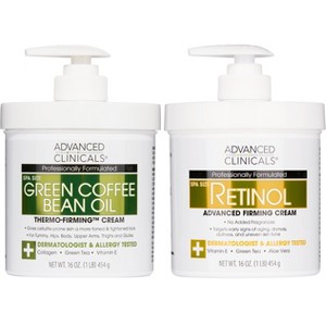 Advanced Clinicals Retinol Cream & Green Coffee Bean Oil Body Lotion Set for Firming & Wrinkles. Two - 16 Oz. - 1 of 4