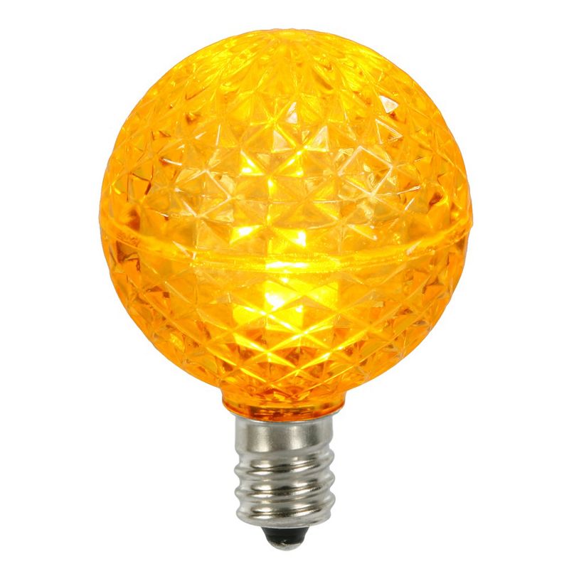 Vickerman Club Pack of 25 LED G40 Yellow Faceted Replacement Christmas Light Bulbs, 1 of 2