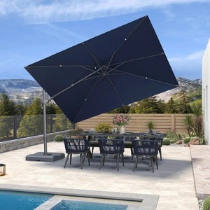 PURPLE LEAF Cantilever Patio Umbrella Outdoor Offset Umbrella with 3 Years Fade Resistance Recycled Fabric With Base - 1 of 1