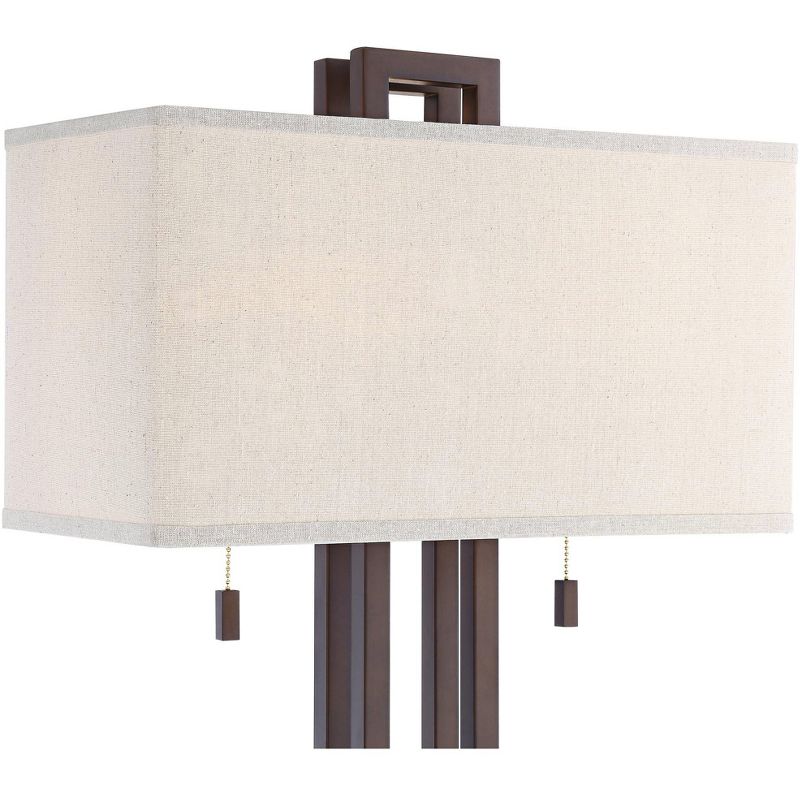 Possini Euro Design Gossard Modern Industrial Table Lamp 30" Tall Bronze Open Metal Off White Rectangular Shade for Bedroom Living Room Bedside Office, 3 of 9