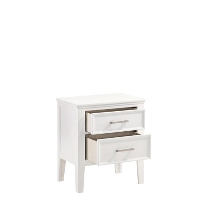 Andover White 2-Drawer Rubberwood Nightstand