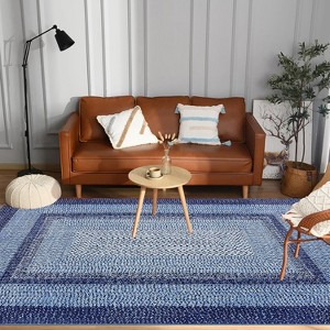 Modern Washable Area Rug, Non Slip Indoor Print Mat For Living Room Bedroom Dining Room Kitchen Enterway, Low Pile Stain Resistant Foldable Carpet - 1 of 4