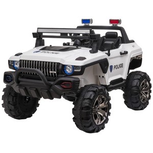 Aosom 12V Ride-on Truck with Remote Control, 2-Seater Battery-Operated Electric Car for Kids with Music, White - 1 of 4