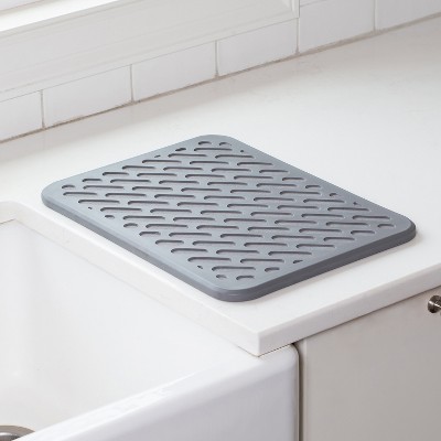Gray Diatomaceous Earth and Silicone Quick-Dry Dish Mat