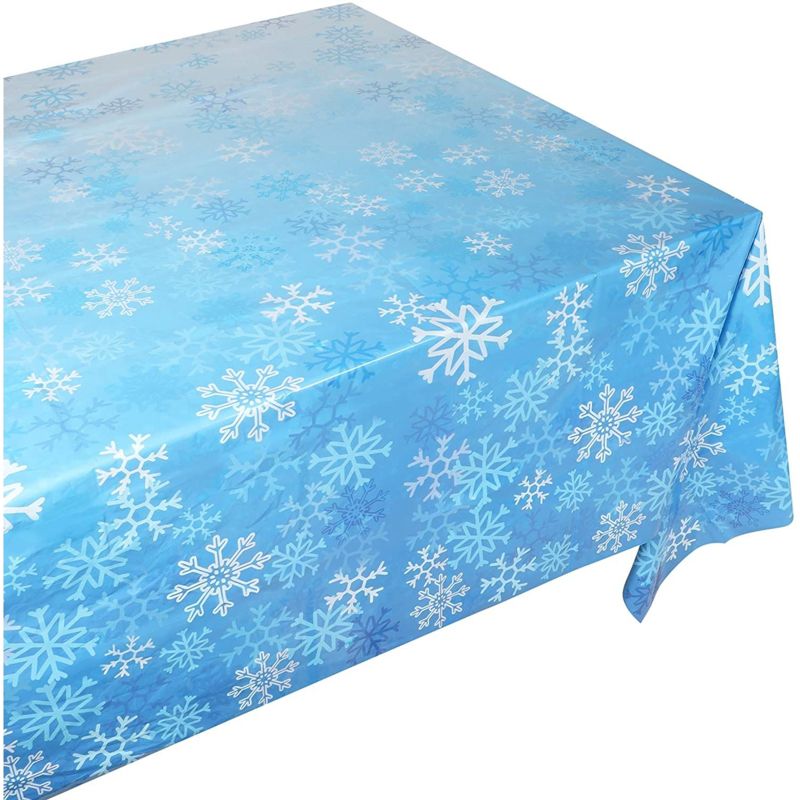 Blue Panda 3 Pack Snowflake Blue Tablecloth for Winter Holiday Christmas Party Table Cover Decorations, (54 x 108 in), 3 of 7