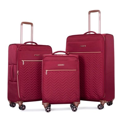SEVOBAL Luggage 4 Piece Set Softshell Suitcase with Spinner Wheels for Travel Convenience, Red, 18.91"*12.21"*31.32"