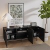 SAINTCY 58" Mid-Century Modern TV Stand for 50-65 Inch TVs - Vintage Black Entertainment Center with 3 Adjustable Shelves Living Room & Bedroom - 2 of 4