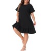 Agnes Orinda Women's Plus Size Cross Back Ruffle Hem Formal Chambray T-Shirt Dresses - 2 of 4
