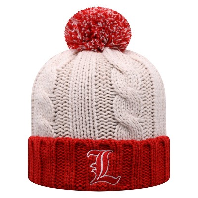 NCAA Louisville Cardinals Women's Natural Cable Knit Cuffed Beanie with Pom