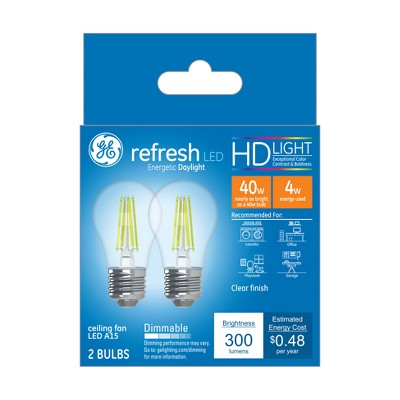 General Electric 2pk 40W Ca Refresh LED Light Bulb Dl A15 CF Clear