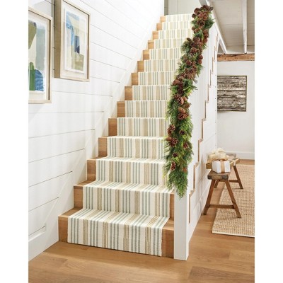 Gray and Beige Striped Wool Cotton 4' x 6' Rug