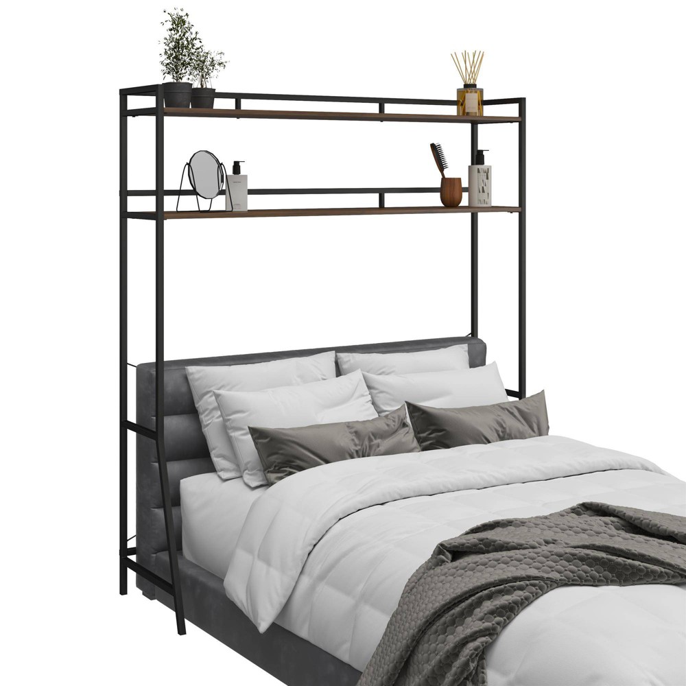 Photos - Bed Frame 64.88" Beverly Over the Bed Storage for Full and Full XL Beds Walnut with
