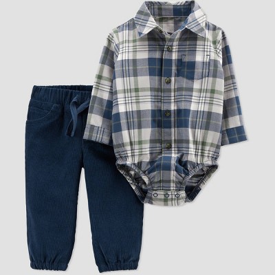 Image of Baby Boys' 2pc Plaid Top & Bottom Set - Just One You® made by carter's Navy Newborn