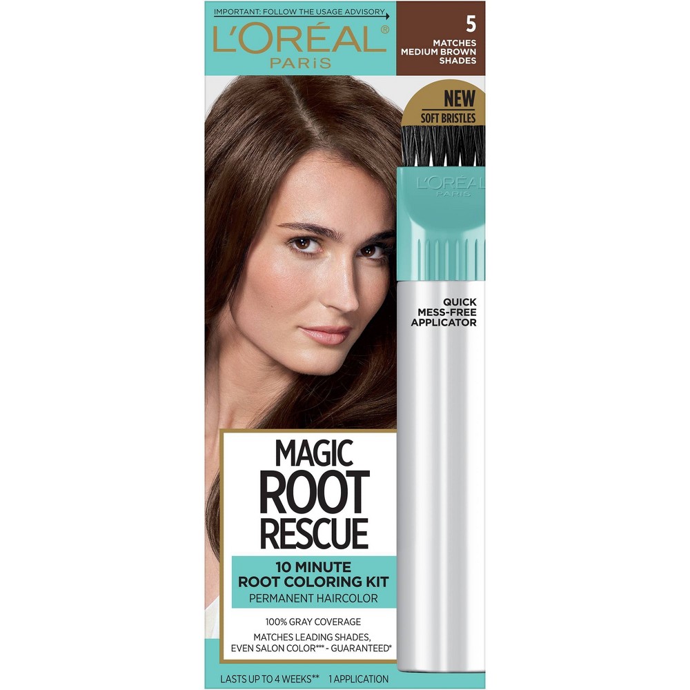 Photos - Hair Dye LOreal L'Oreal Paris Root Rescue Permanent Hair Color - Medium Brown 5 