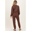 Pinkblush Brown Fleece Long Sleeve Maternity Pullover & Jogger Set - 4 of 4