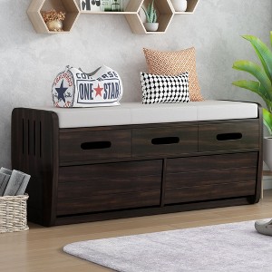 NicBex Shoe Rack Bench Shoe Storage Organizer Rustic Storage Bench with 2 Drawers Hidden Storage Space for Entryway Bedroom - 1 of 4