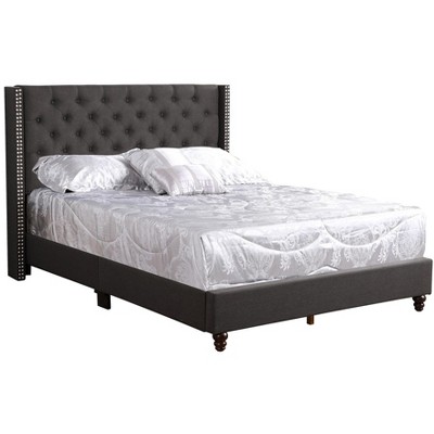 Passion Furniture Julie Light Tufted UpholsteLow Profile Full Panel Bed