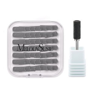 MelodySusie 50 Pcs Nail Drill Bits Small Sanding Bands with 3.1mm Mandrel Bit, 240 Extra Fine Grit, Black, for Manicures and Pedicure - 1 of 4