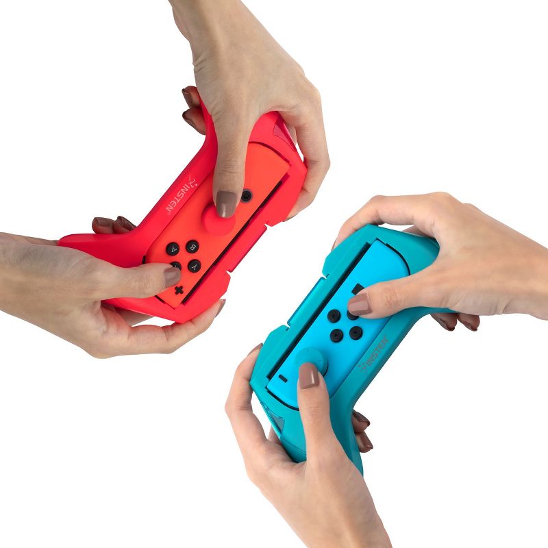 Insten 2 Pack Controller Grips Compatible with Nintendo Switch Joy-Con Controllers, Blue, Red, 3 of 10