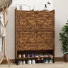 TIRAMISUBEST Rustic Shoe Cabinet with Metal Handles - 2 of 4