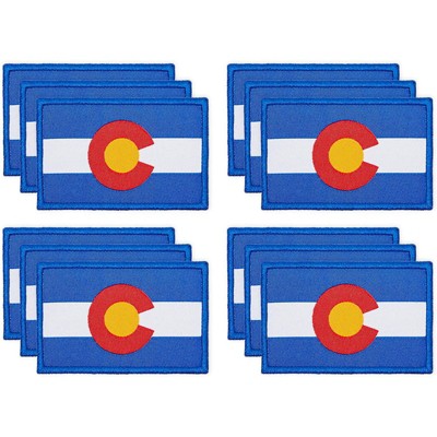 Okuna Outpost 12 Pack Iron On Patches, Colorado Flag Patch for Clothing (3 x 2 in)
