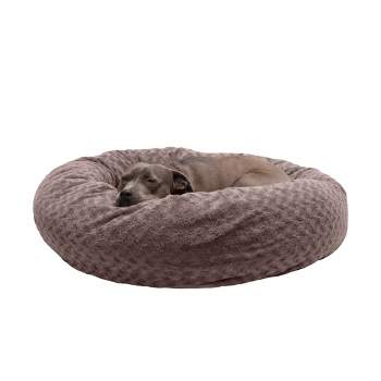 FurHaven Deep Dish Curly Fur Plush Donut Dog Bed