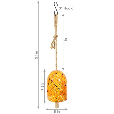 Dreamsicle Orange Speckled Glass Wind Chime Bell