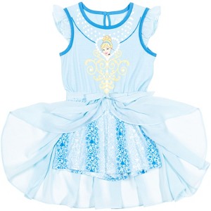 Disney Princess Moana Frozen Rapunzel Jasmine Belle Girls Romper With Skirt Overlay Little Kid to Big - 1 of 4