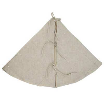 Natural Diamond Stitched Round Christmas Tree Skirt
