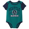 MLB Seattle Mariners Infant Boys' 3pk White Bodysuit - 3 of 4