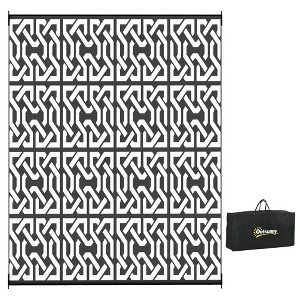 Aghana Digitals Reversible Polypropylene Outdoor Rug 9'x18' Black & White Chain with Carry Bag for - 1 of 4