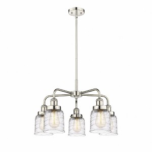 Bell - 5 Light Stem Hung Chandelier In Art Deco Style-14.75 Inches Tall and 23 Inches Wide - 1 of 1