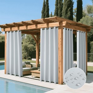 NICETOWN Outdoor Patio Top & Bottom Grommet Curtains Windproof Blackout Insulated 2 Panel - 1 of 4