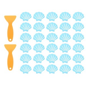 Unique Bargains PEVA Self Adhesive Shell-Shape Bathtub Stickers 30 Pcs with Scrapers 3.5" x 2.8" - 1 of 4