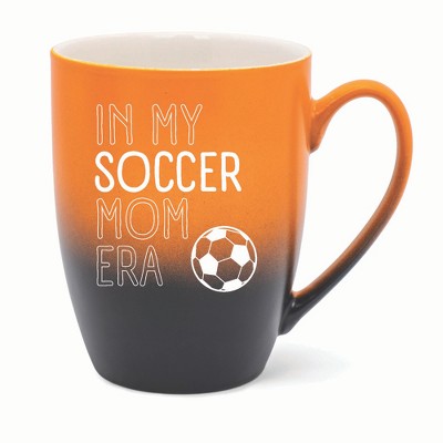 Elanze Designs In My Soccer Mom Era Two Toned Ombre Matte 10 ounce New Bone China Coffee Tea Cup Mug For Your Favorite Morning Brew, Orange and Black