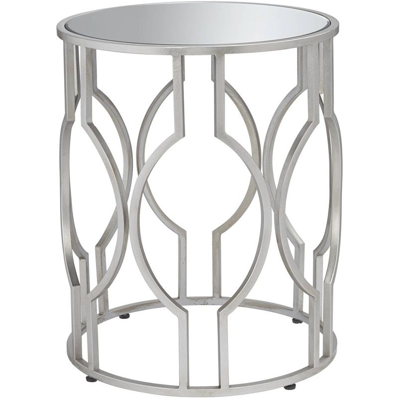 55 Downing Street Modern Glam Metal Round Accent Side End Table 20" Wide Silver Mirrored Top for Living Room Bedroom Home Entryway, 5 of 10