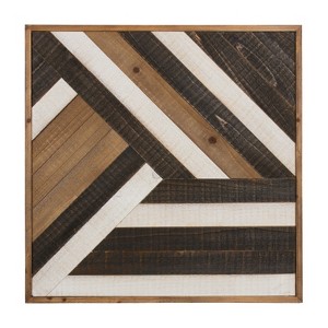24" x 24" Ballez Shiplap Wood Plank Art Brown - Kate and Laurel: Rustic Chic, Home Office Decor, Geometric Shapes - 1 of 4