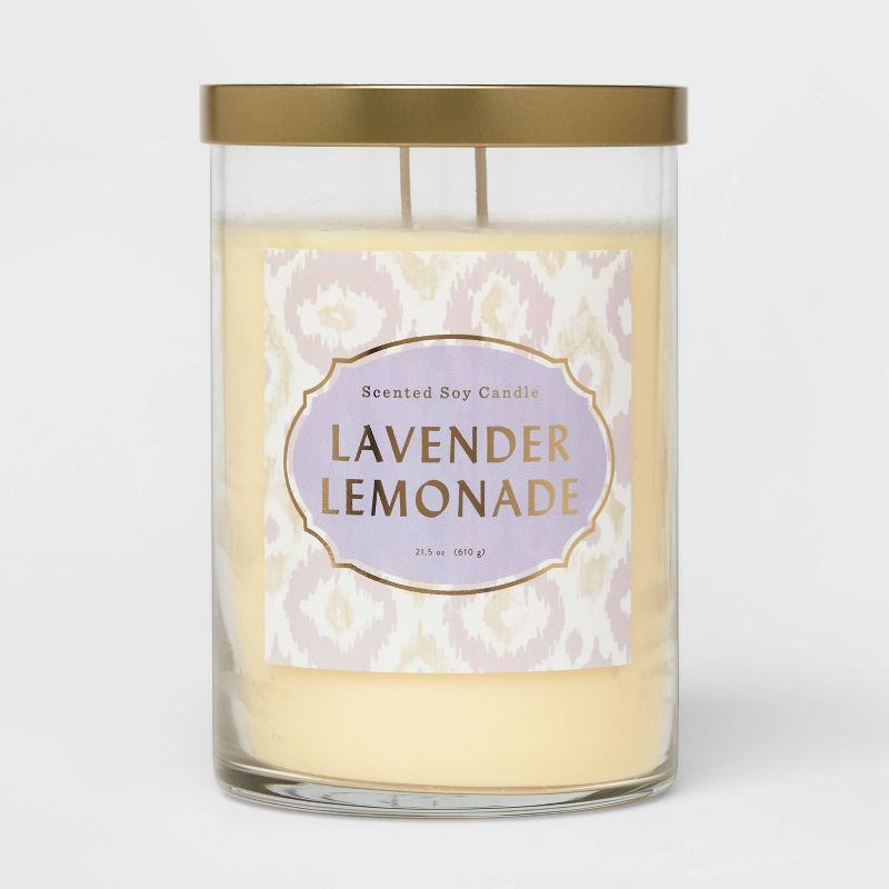 Clear Glass Lavender Lemonade Lidded Jar Candle Pale Yellow - Opalhouse™, 1 of 10