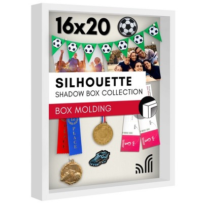Americanflat 16 x 20 Shadow Box Frame in White with Soft Linen Back - Large Shadow Box Frame with Engineered Wood and Plexiglass Cover for Wall