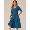 Allegra K Women's 1950s Vintage V Neck Half Sleeve Swing Dress with Pockets - 4 of 4