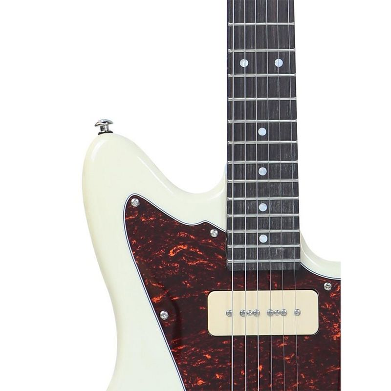 Monoprice Offset OS30 DLX Electric Guitar with Gig Bag, 6 String, Soapbar Pickups, Basswood Body, Maple Neck - Indio Series, 5 of 7